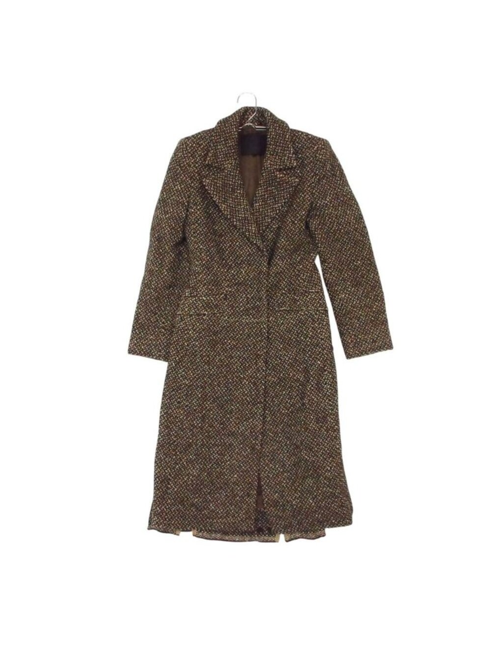 Prada Suit Tweed Coat Skirt Set Virgin Wool Brown 38